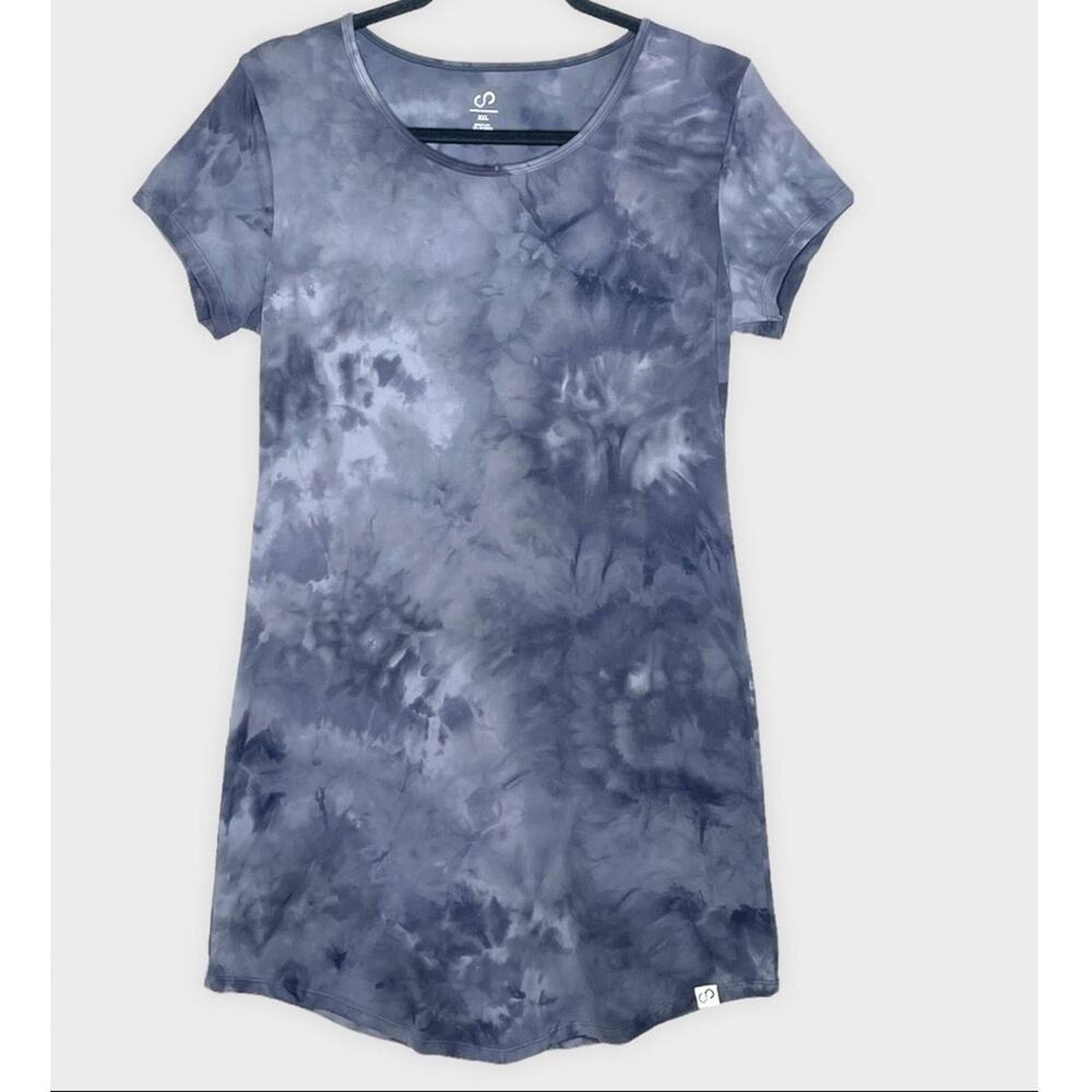 CURVES N COMBATBOOTS gray tie dye soft comfy t shirt dress size XXL